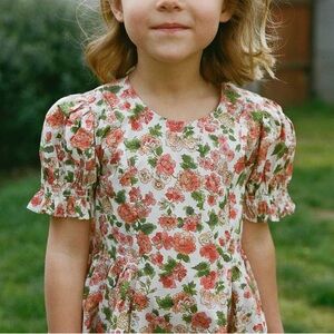 DÔEN girls' Liberty Print puff sleeve dress